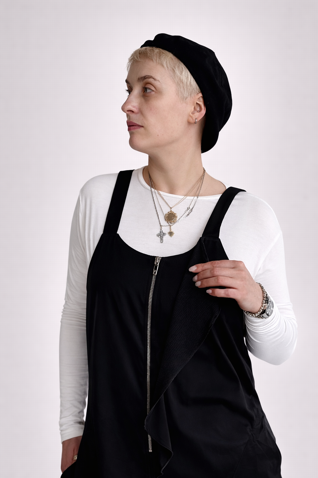 Комбинезон IKONA чёрный рюша вст сетка молния