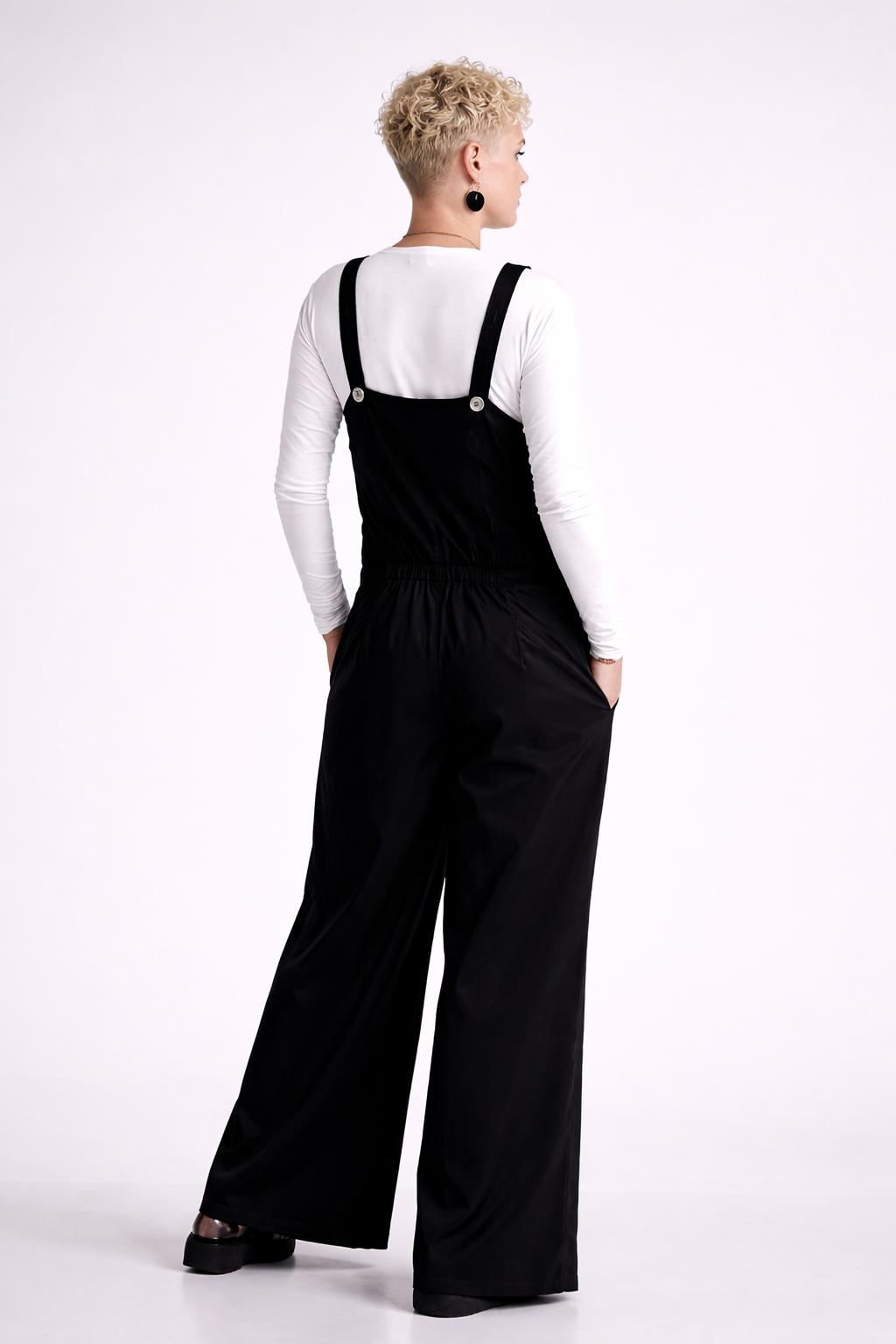 Комбинезон IKONA чёрный рюша вст сетка молния