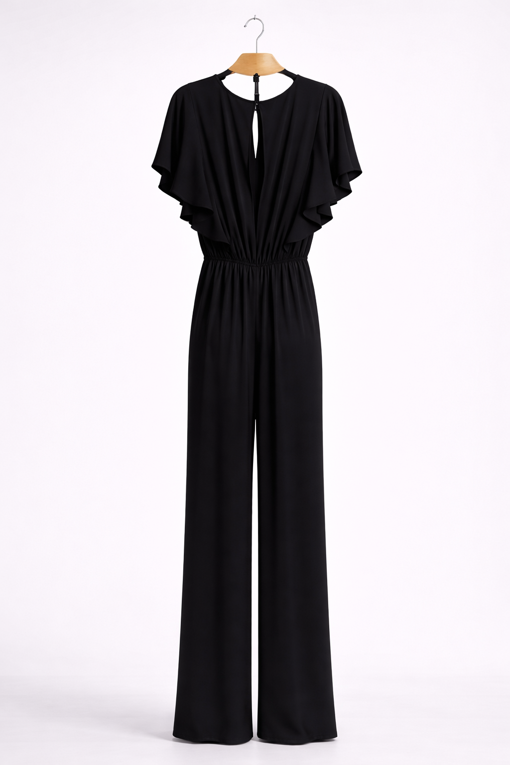 Комбинезон SVETLANOVA черный рукава с рюшей