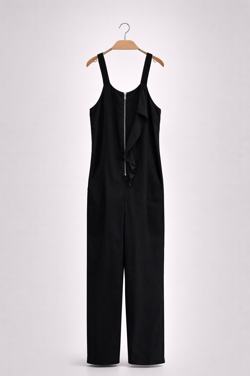 Комбинезон IKONA чёрный рюша вст сетка молния